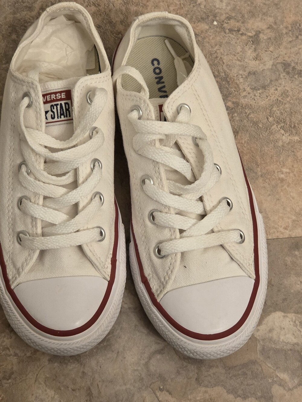 Converse Kids Low Top Sneakers in Cream with Red Accent